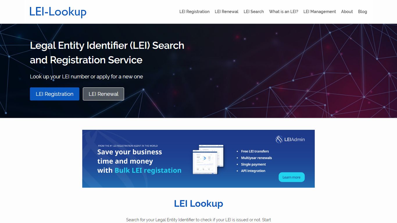 Legal Entity Identifier (LEI) Search and Registration Service | LEI Lookup